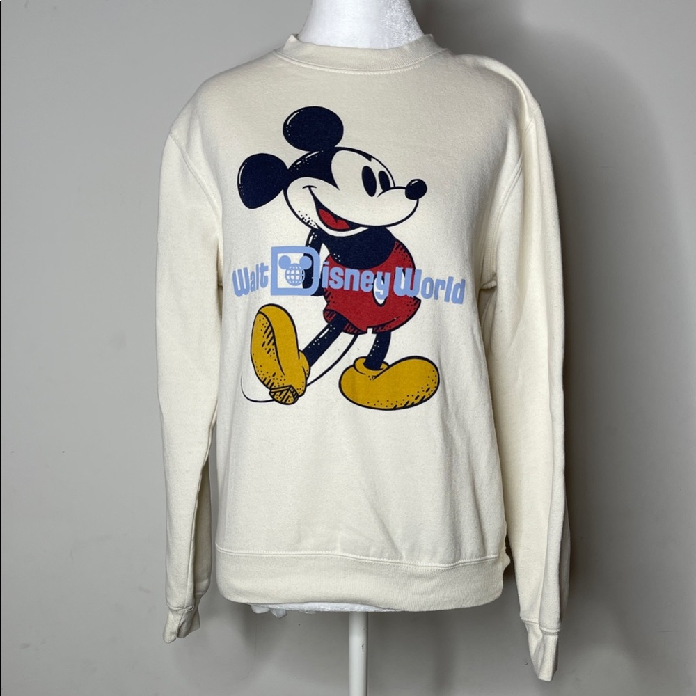 Unisex Disney Original Mickey Walt Disney World Cream Crewneck Sweatshirt XS